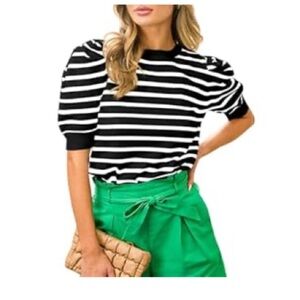 Striped Black and White Women's Top